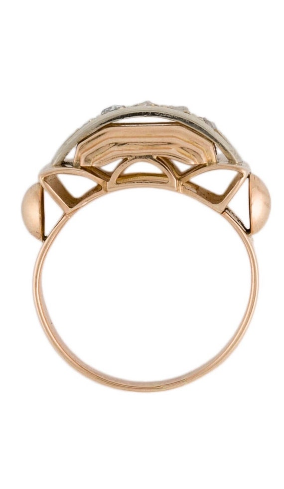 18K Rose Gold and Diamond French Tank Ring