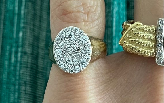 Vintage Diamond and 14K Gold Pinky Signet Ring - image 1