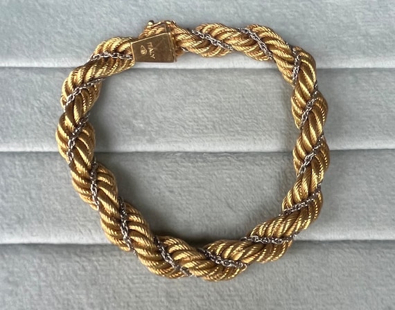 Vintage 18K Textured Rope Bracelet - image 2