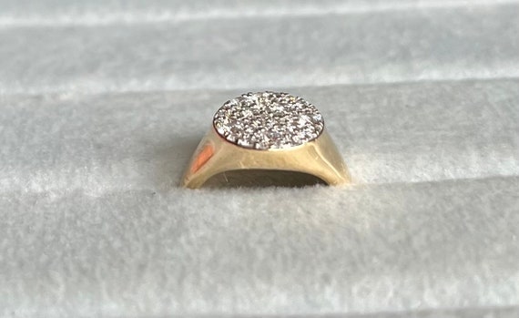 Vintage Diamond and 14K Gold Pinky Signet Ring - image 4