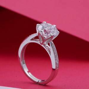 Moissanite Ring, Minimalist Round Cut Diamond Ring, 925 Sterling silver Handmade Ring For Womens, Valentine Diamond Ring, Personalized Ring