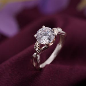 Moissanite Ring, Minimalist Solitaire Ring, Silver Round Diamond Ring, 925 Sterling Silver Handmade Ring For Women, Unique Ring Gift For Her