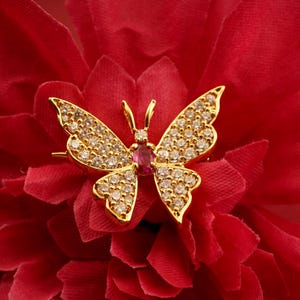 Gold Butterfly Women Wedding Brooch Pin, Diamond Luxury Brooch, 14k Gold Plated Brooch, Party Wear Brooch, 925 silver Handmade Girls Jewelry
