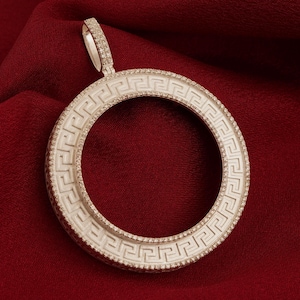 Moissanite Centenario Pendant, 50 Pesos Centenario Coin Bezel Frame Pendant, 20 gm 925 Sterling Silver Fully Gap Filled & matte finish Frame