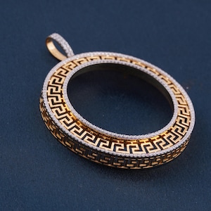 Moissanite Centenario  Gold Pendant, 50 Pesos Centenario coin Bezel Frame Pendant, 14K gold Plated Coin Frame, Personalized Gift Pendant.