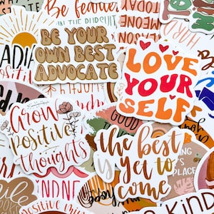 50 Random Positive Quote Stickers, Uplifting Phrase Stickers, Motivational Word Stickers, Waterproof Stickers for Journal and Scrapbook