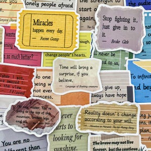 50 Random Movie Quote Stickers, Famous Line Stickers, Literary Quote Stickers, Vintage Text Stickers, Waterproof Stickers for Scrapbook