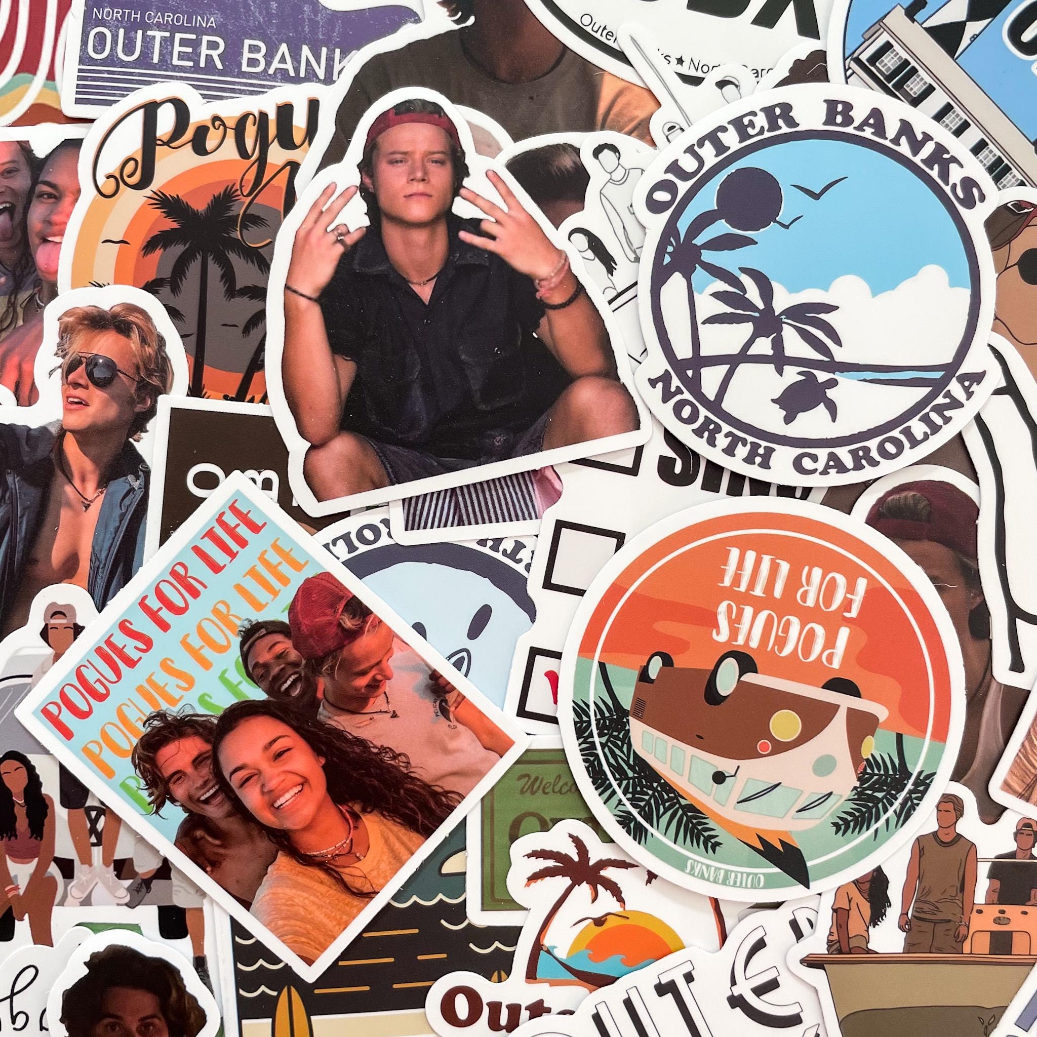 50 Random Outer-Banks Stickers, OBX Beach Stickers, Pogue Life Aesthetic Stickers, Waterproof Stickers for Laptop, Water Bottle, Scrapbook