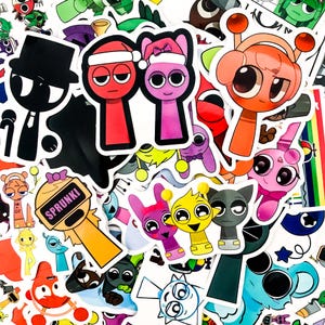 50 Random Sprunk-i Stickers Pack, Cute Cartoon Game Stickers for Kids, Fun Waterproof Removable Stickers for Journal, Scrapbook, DIY Crafts