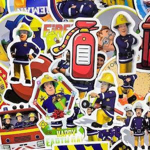 50 adesivos aleatórios de bombeiro-Sam, adesivos divertidos de bombeiro, adesivos de desenho animado de bombeiro, adesivos à prova d&#39;água para scrapbook, diário, artesanato infantil
