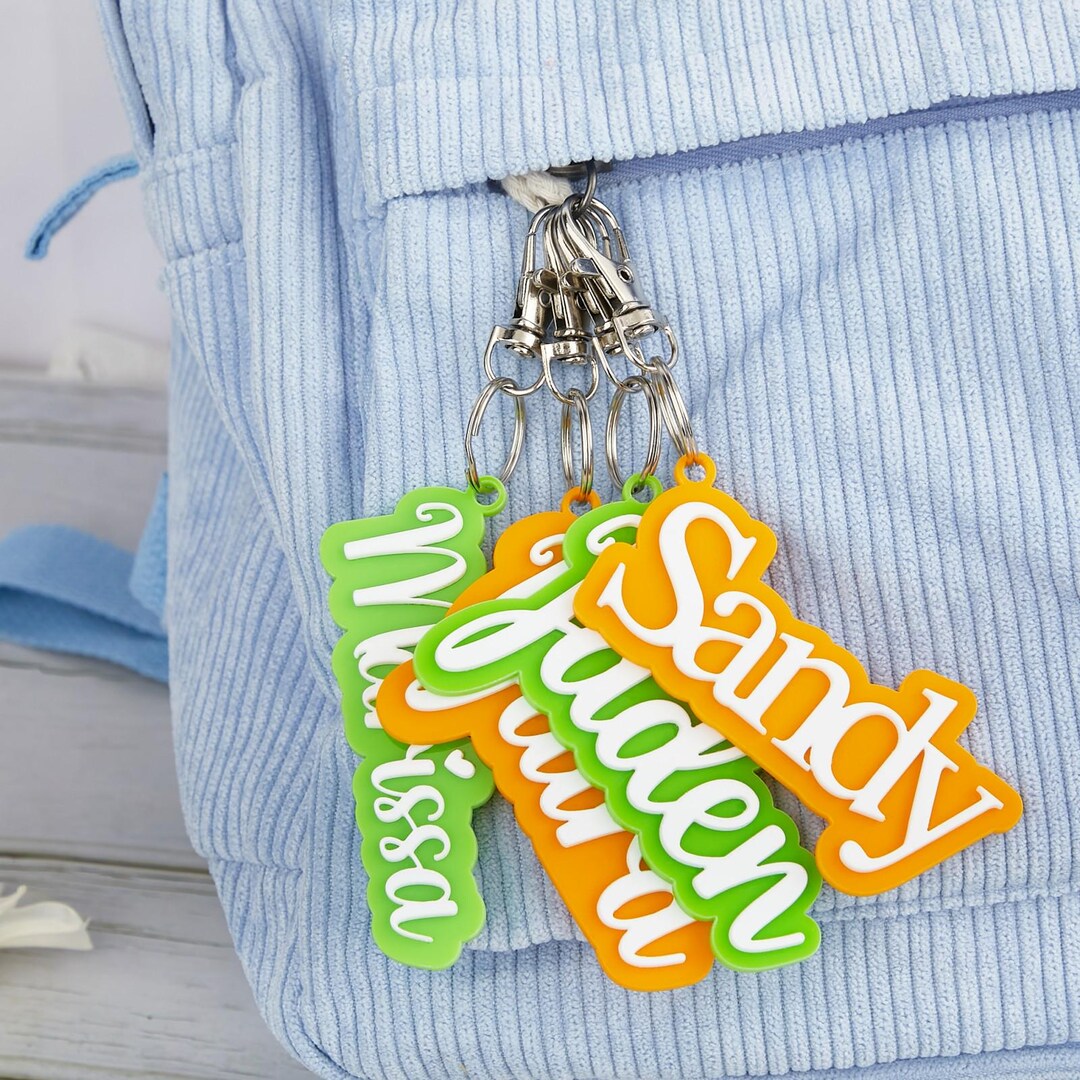 Personalized Back to School Keychain, Backpack Charm With Custom Name ...