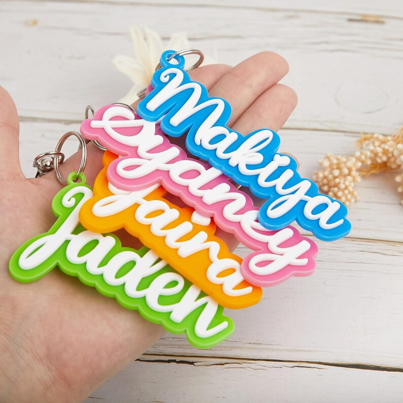 Custom Double Layer Name Keychain, BFF Gift Custom Acrylic Keychain ...