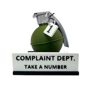 Complaint Department Grenade Desk Sign – 3D Printed Gag Gift