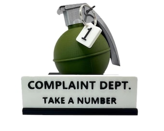 Complaint Department Grenade Desk Sign – 3D Printed Gag Gift