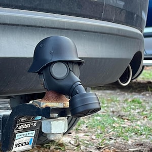 3D-Printed German Gas Mask Hitch Ball Cover – Unique Tactical Accessory for Your Truck or SUV