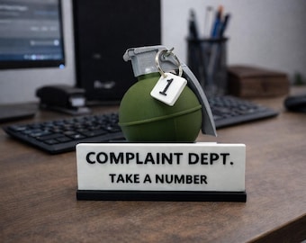 Complaint Department Grenade Desk Sign – 3D Printed Gag Gift