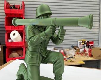 XL Army Man Figurine – 8” Tall, 3D Printed Military Decor