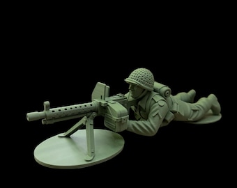 Machine Gunner XL Soldier Figurine – Tall Army Man Statue