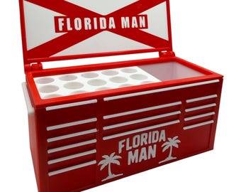 Florida Man Desk Organizer | Pen Holder & Office Supply Caddy | Funny Florida Flag Desktop Storage | Gift for Coworkers