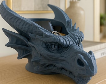 Dragon Head Catchall Tray | Gothic Decor Bowl | Jewelry Dish | Desk Organizer