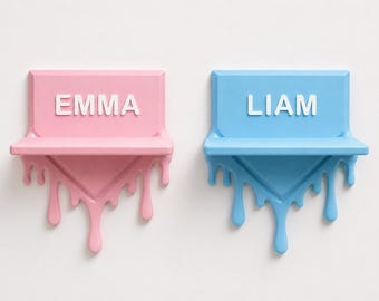 Personalized Drip Shelf with Name | Custom Wall Shelf | 3D Printed Decor | Kids Room Organizer