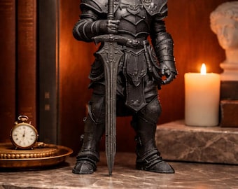 Medieval Knight Statue 3D Printed | Gothic Armor Figurine | Fantasy Warrior Decor | Collector Sculpture