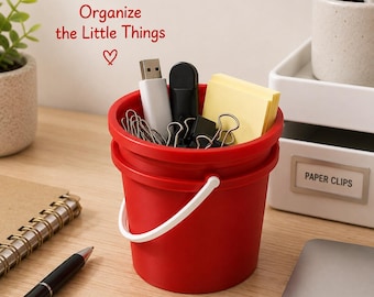 Mini Bucket Desk Organizer, Stackable Pen Holder, Small Office Storage, Pencil Cup