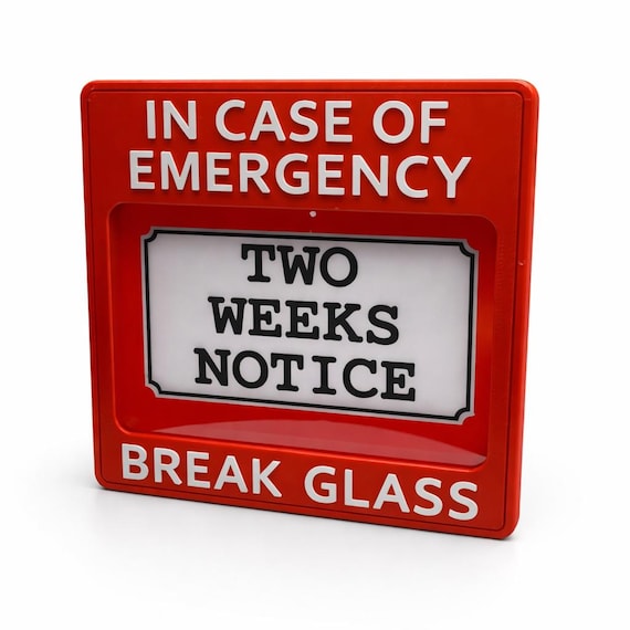 Break In Case Of Emergency – Two Weeks Notice Box – Funny Coworker Gag Gift
