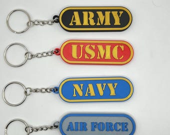 Militär Schlüsselanhänger - Armee, USMC, Marine, Luftwaffe - Benutzerdefinierte Farben