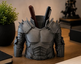 Knight Armor Pen Holder, Medieval Desk Organizer, Fantasy Office Decor