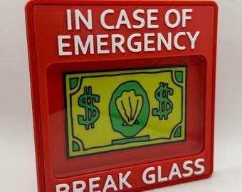 Emergency Money Box | Break Glass in Case of Emergency | Funny Cash Holder | Gift for Him | Money Gift Box | Office Desk Decor