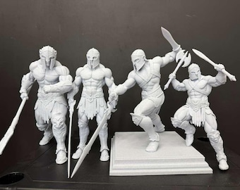Gladiator Statue Set 3D Print Roman Warrior Sculptures Detailed Miniatures Decor Gift