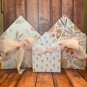 Wooden Easter Houses, Easter Decor, Spring Decor, Tiered Tray Decor, Farmhouse Decor, Bunny Decor, Wood house decor, spring home decor