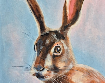 Lapin | Peinture acrylique sur toile, 20 x 10 po. | oeuvre d'art originale