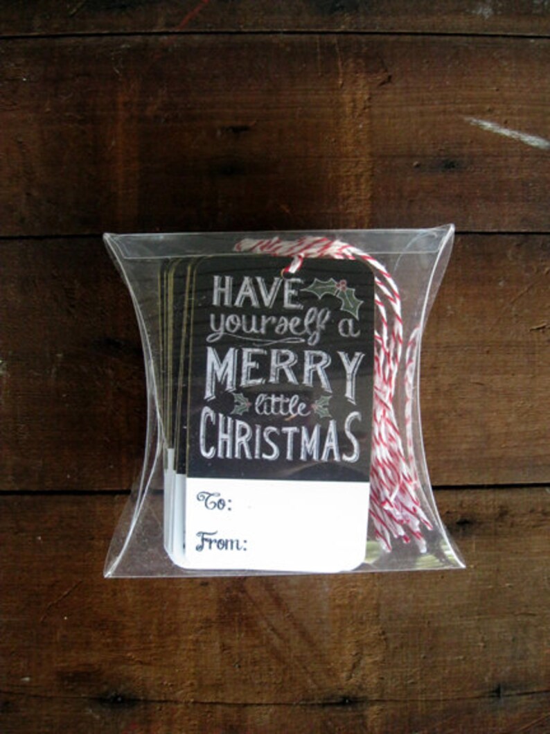 Chalk Art Christmas Tags for Gift Wrapping set of 12 Etsy