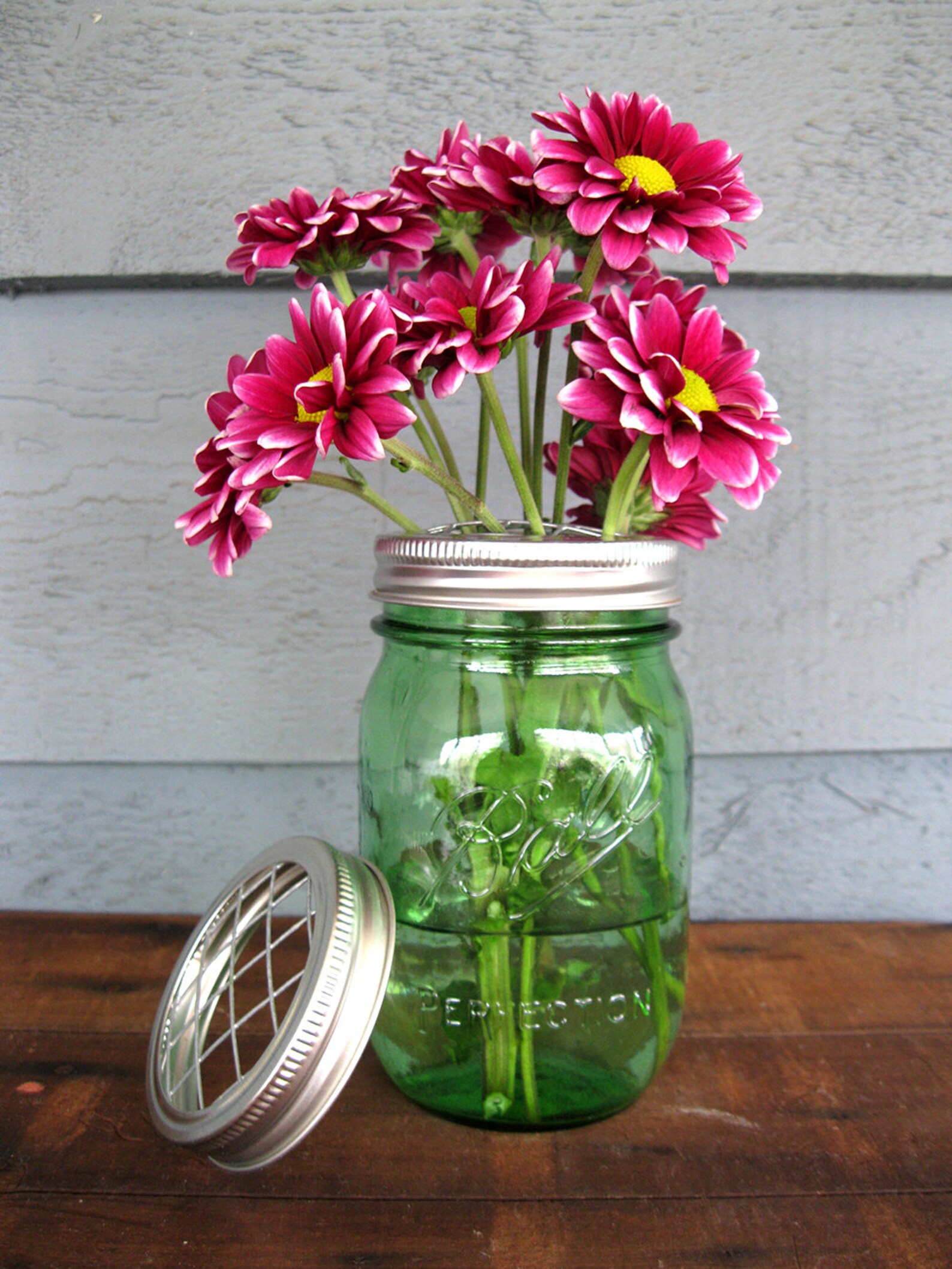 Mason Jar Flower Frog Wedding Vase Etsy