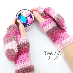 Convertible Fingerless Gloves Crochet Pattern – Kindra Mittens – All Sizes Toddler to Adult – Flap Gloves – Now with Thumb Option (PDF)