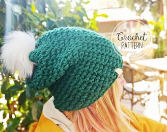 Crochet PATTERN - Slouchy Beanie - Crochet Hat for All Sizes (Mia Hat)