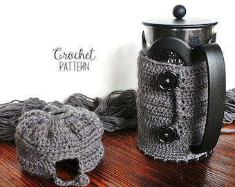 Padrão de crochê aconchegante para prensa francesa – Kaffe Cozy para Bodum ou Starbucks 8 xícaras – Presente para amantes de café – PDF fácil
