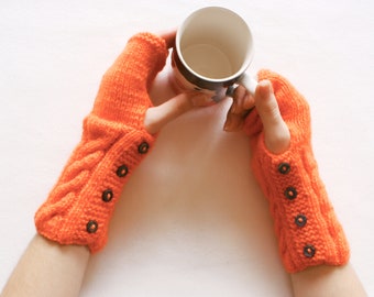 Knitting PATTERN - Fingerless Gloves Pattern for Women (Cable Mitten)