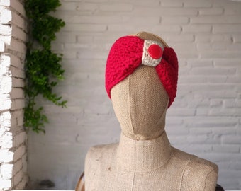 Padrão de faixa de crochê fácil – Protetor de orelhas estilo pin-up retrô – PDF para iniciantes (fio grosso)