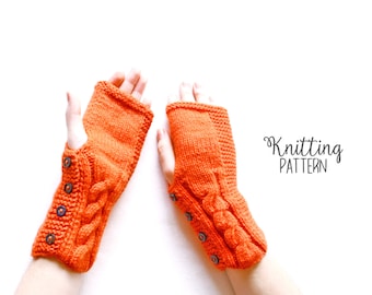 Knitting PATTERN - Fingerless Gloves Pattern for Women (Cable Mitten)