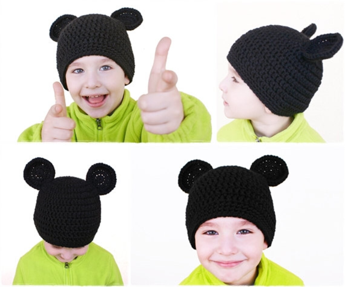 Crochet Mickey Mouse Ears Beanie Pattern / Mother and Child / Etsy