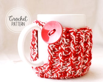 Molde de Crochê para Capa de Caneca – Ellie, com Porta-Copos – Presente para Amantes de Café – PDF Fácil