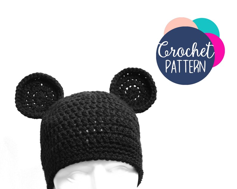 Crochet Mickey Mouse Ears Beanie Pattern / Mother and Child / Etsy