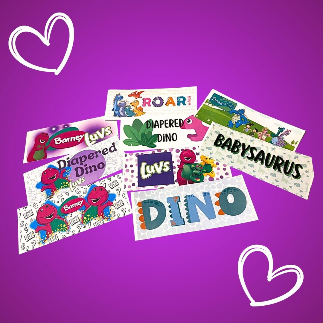 Dino Diaper Tape Bundle - Mix and Match - 12 ABDL Adult Baby Stickers ...