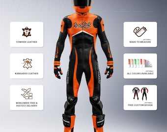 Custom Cowhide/Kangaroo Leather Motorcycle Race Suit: Free Design