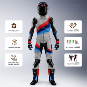 BMW S1000RR Gray Motorcycle suit, Motorbike suit, Motorcycle suit, Motorcycle race suit, Cowhide & Kangaroo Leather Race suit, Racing Gear