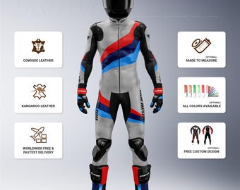 Customizable BMW S1000RR Motorcycle Race Suit: Cowhide or Kangaroo Leather