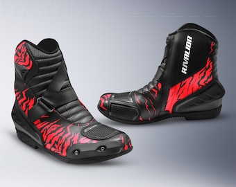 Bottes Moto Course Suzuki GSXR – Cuir Certifiées CE (Toutes Pointures)